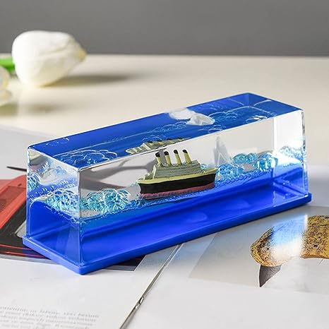 Cruise Ship Fluid Drift Bottle With Unsinkable Boat in a Box For Cars, Home And Office